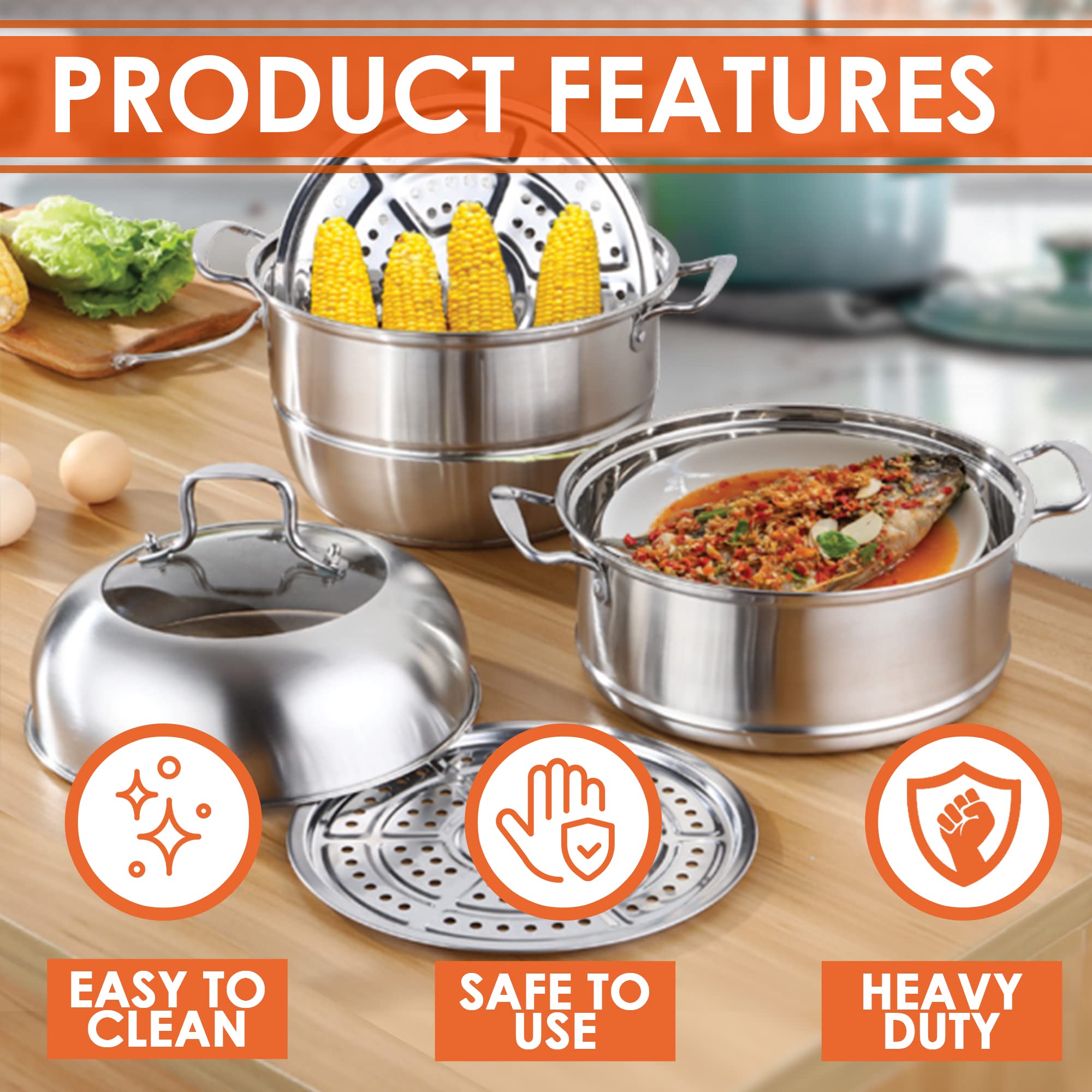 Premium Stainless Steel Steamer Pot for Cooking – 100% High-Grade Material, Works on Gas & Electric Stoves | Perfect Gift for Bakers & Home Chefs | Ideal for Dumplings, Vegetables & Seafood