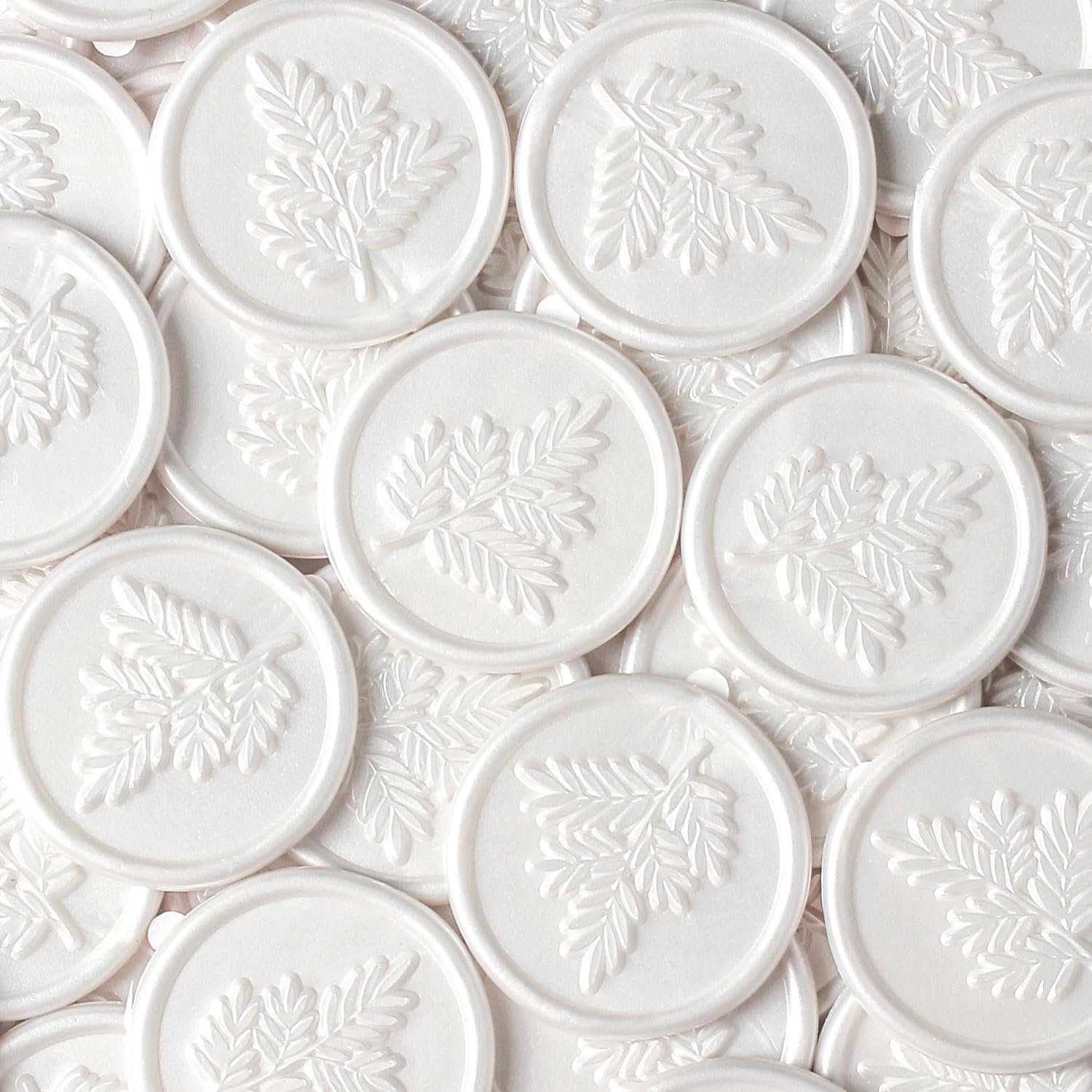 48 Pcs White Self-Adhesive Wax Seal Stickers for Wedding Invitations - Olive Branch Pattern Envelope Seals for Letters, Gift Wrapping, Christmas Cards & DIY Crafts (Perfect for Elegant Stationery & Special Occasions)