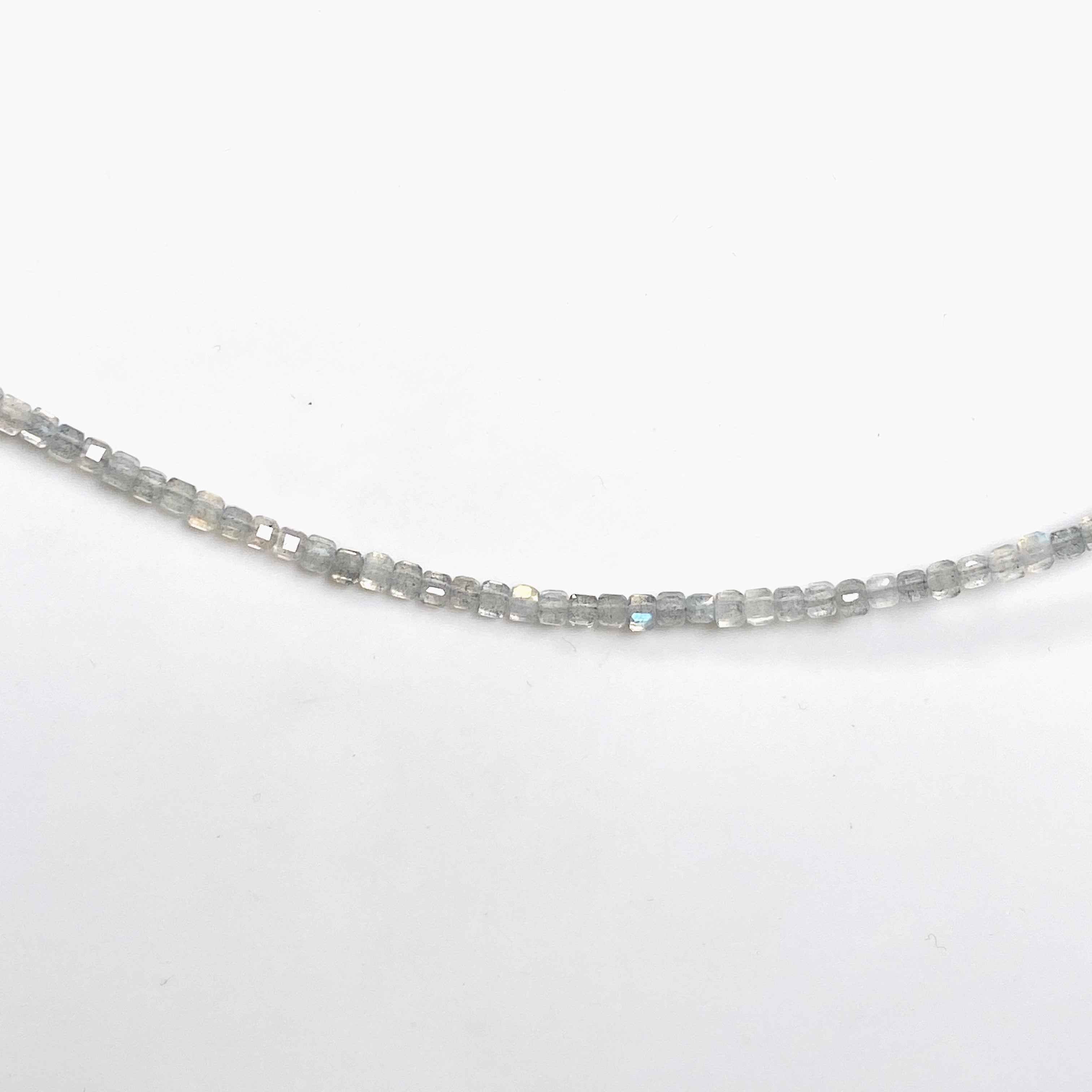 2mm Square Labradorite Micro Bead Necklace - Elegant Handmade Jewelry for Women, Perfect for Yoga, Meditation & Boho Fashion