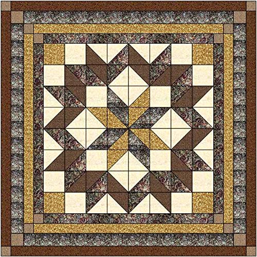 Easy Quilt Kit - Carpenters Wheel Milky Way Queen Size Chocolate & Caramel - DIY Quilting Supplies for Bedroom Decor, Home Crafting & Cozy Gift Ideas