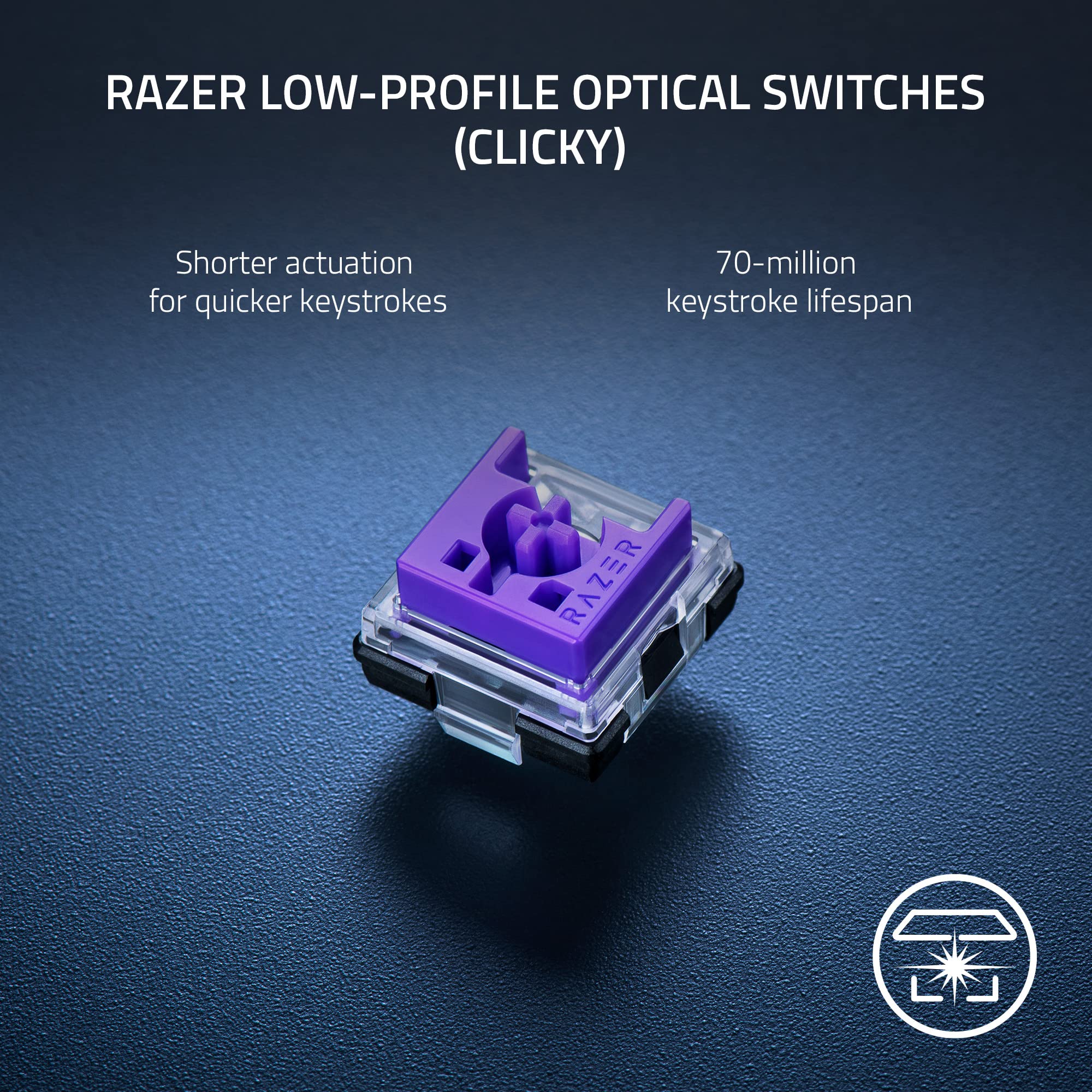 Razer DeathStalker V2 Pro Wireless Gaming Keyboard with Low-Profile Optical Switches (Clicky Purple) | HyperSpeed Wireless & Bluetooth 5.0 | 40-Hour Battery Life | Ultra-Durable Coated Keycaps | RGB Backlit | White - Perfect for Esports, Streaming & Office Work