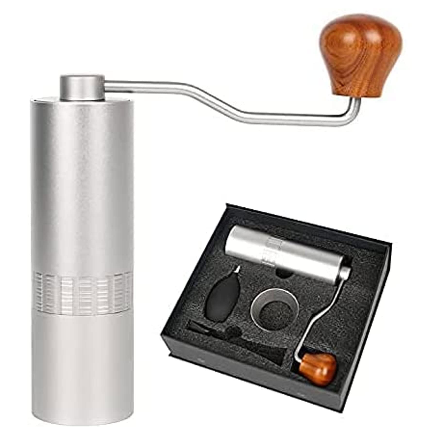 Premium Manual Coffee Grinder - Portable Hand Crank Stainless Steel Burr Mill with Adjustable Coarseness for Espresso, French Press & Pour Over - Perfect for Travel, Camping & Home Brewing