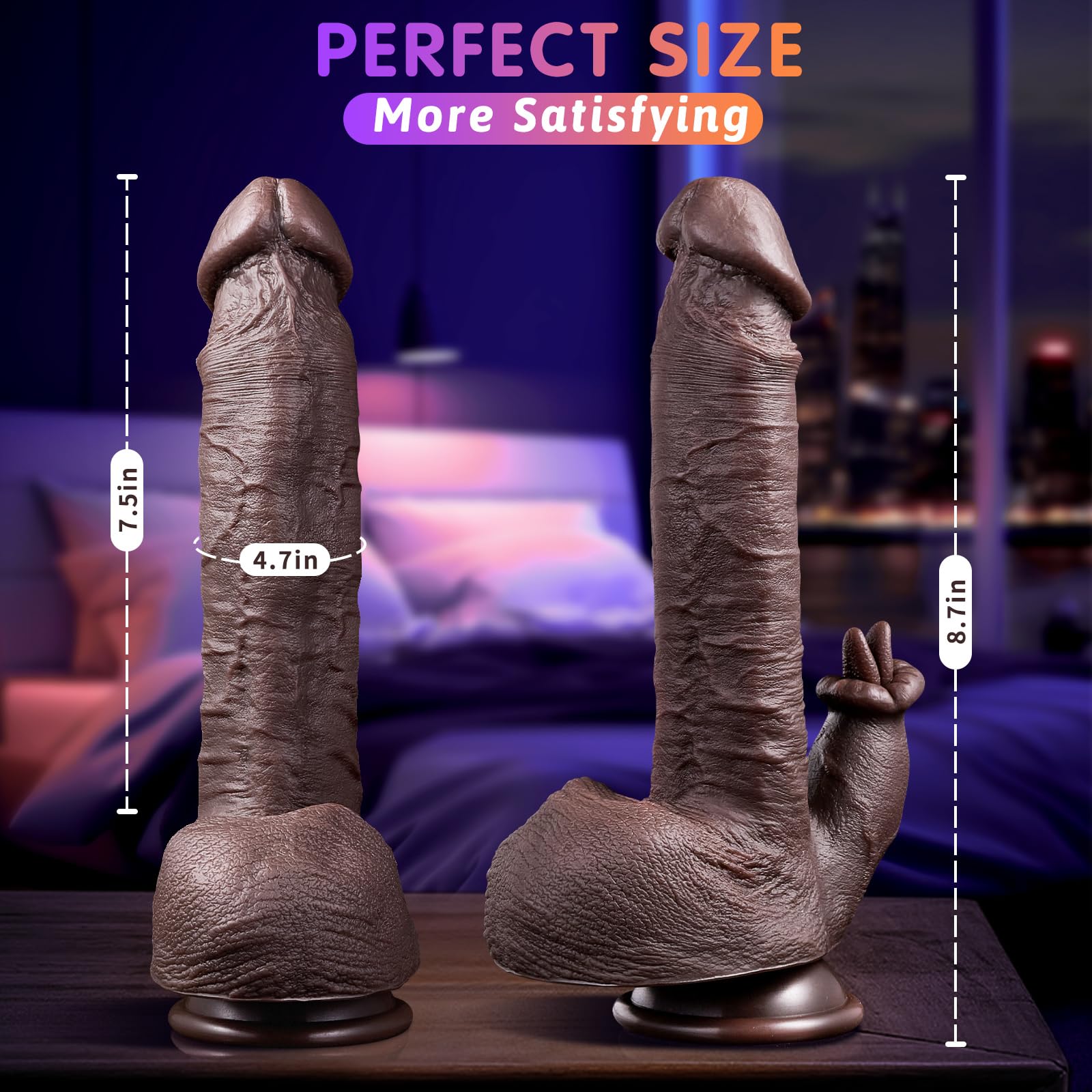 5-in-1 Silicone Suction Cup Thrusting Dildo Vibrator - 10 Thrusting & 10 Vibration Modes with Heating & Licking Functions, Remote Control Realistic Sex Toy for Women & Men | Perfect for Couples Play, Solo Pleasure & BDSM Exploration