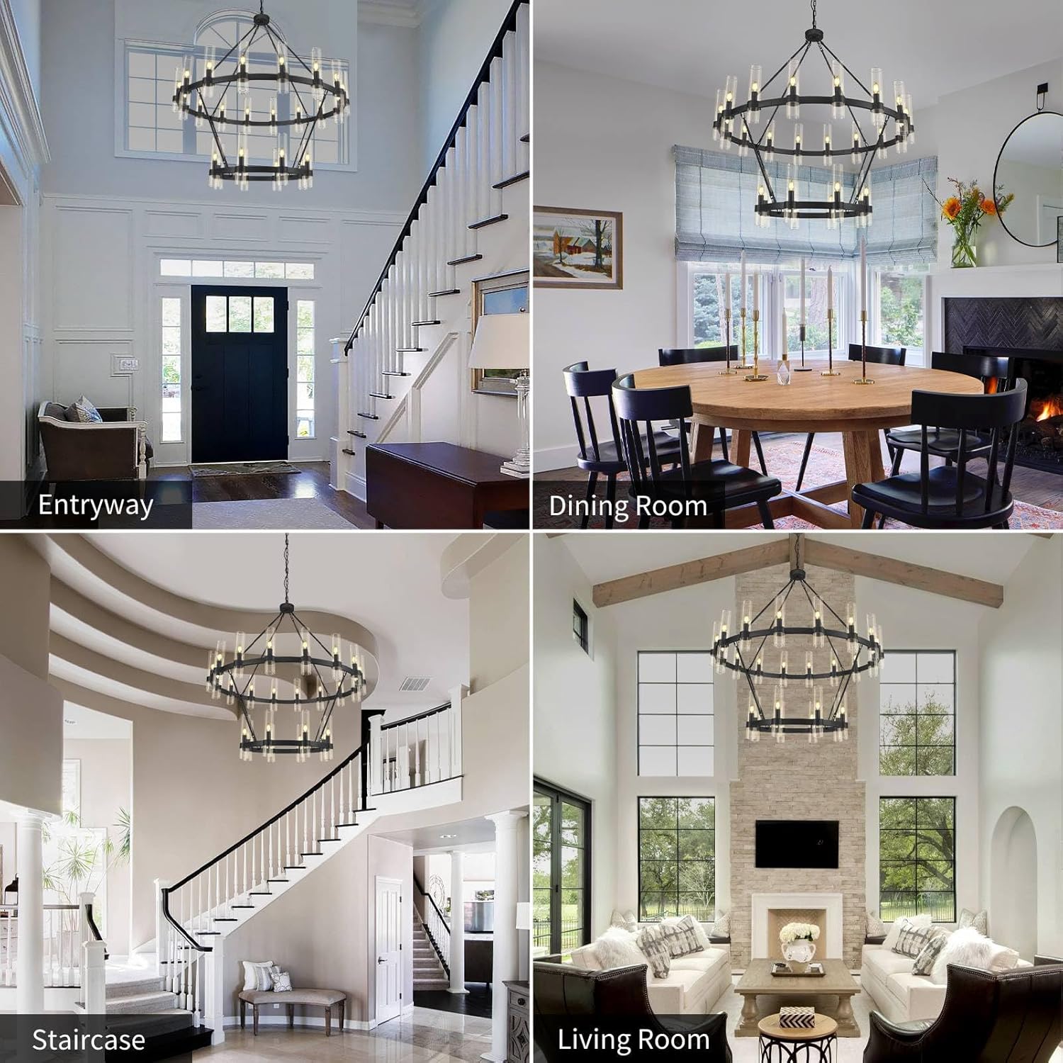 48 Inch Wagon Wheel Chandelier - Rustic Farmhouse Lighting Fixture for Dining Room, Living Room & Bedroom - Perfect for Western, Country & Ranch Style Decor