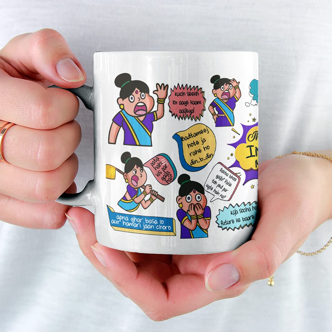 The Great Indian Mother Mug - Perfect Gift for Mom, Aayi, Ammi | Ideal for Birthday, Mother's Day & Daily Coffee Use | Ceramic Coffee Cup for Home, Office & Gifting