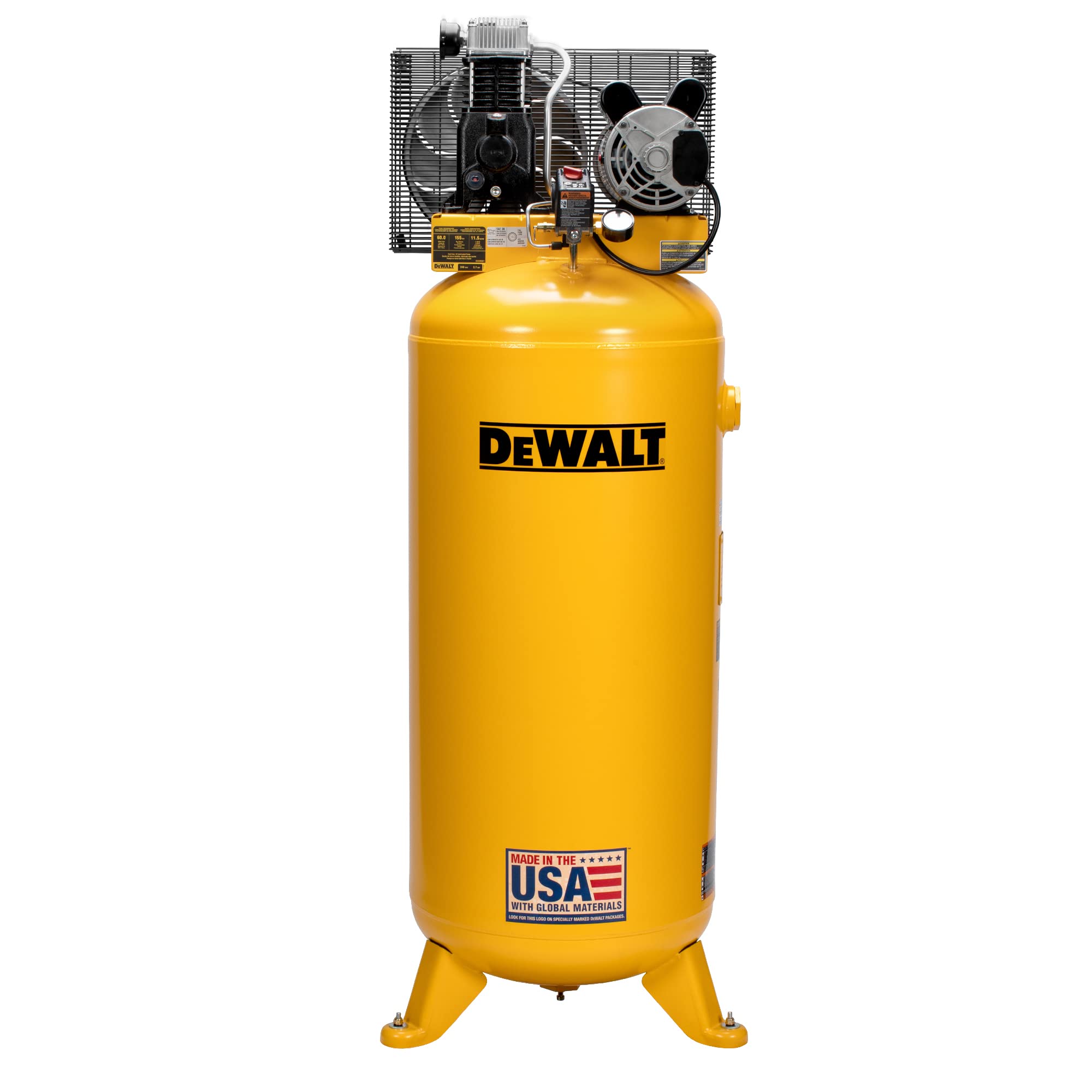 DEWALT 60 Gallon Vertical Air Compressor - 3.7 HP, 155 Max PSI Heavy Duty Stationary Air Compressor for Workshop, Garage & Industrial Use | Powerful Air Tool for Woodworking, Auto Repair & Construction Projects