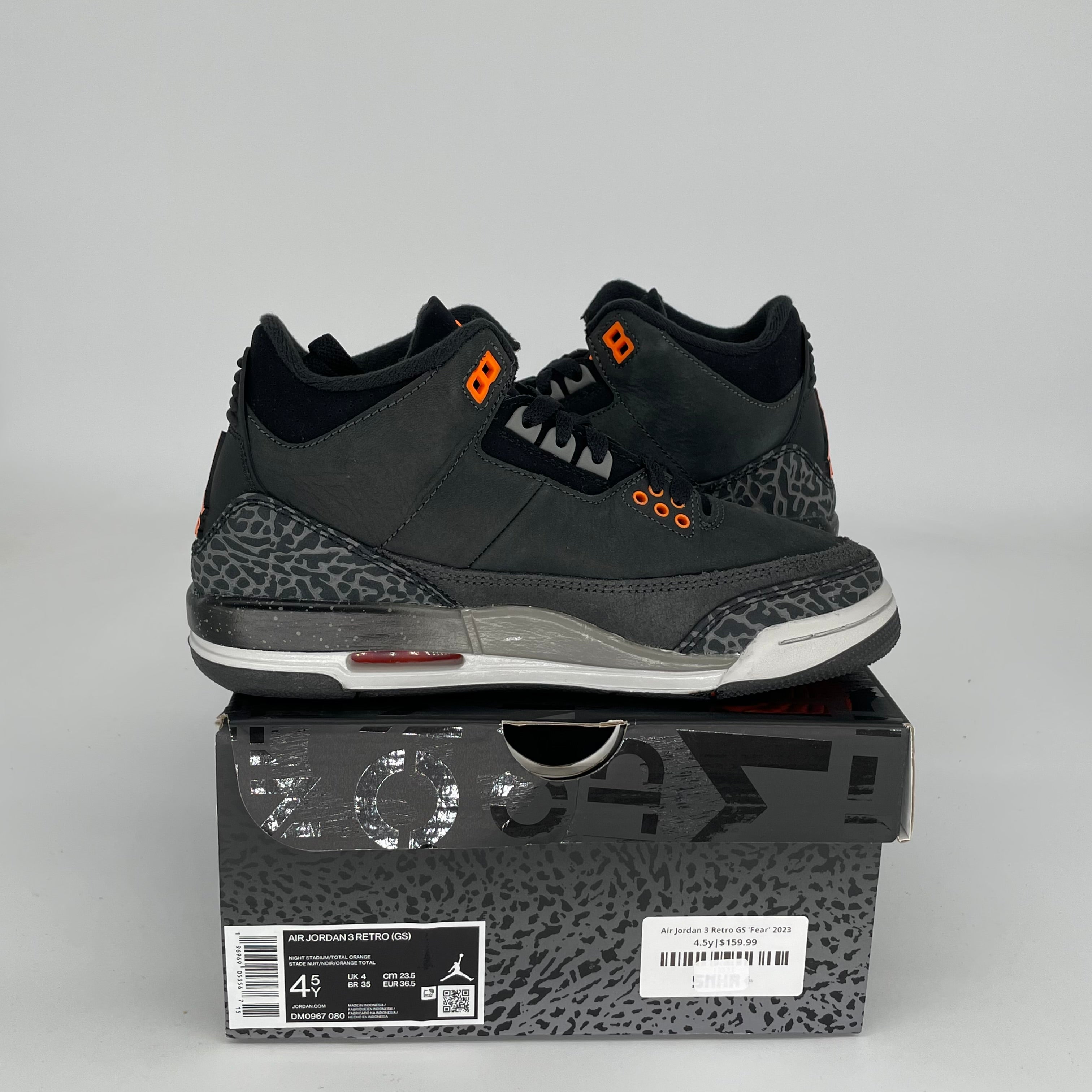 Air Jordan 3 Fear Sneakers - Size 4.5Y (DM0967-080) - Retro Basketball Shoes for Men & Women - Perfect for Streetwear, Gym & Casual Fashion