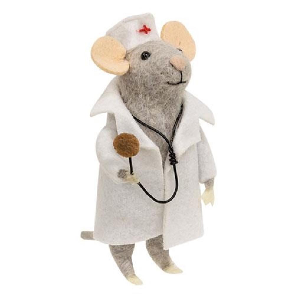 Handmade Felted Medical Mouse Ornament - Perfect for Doctors, Nurses, Healthcare Workers & Medical Students - Great for Christmas Tree Decor, Office Desk Display & White Coat Gift