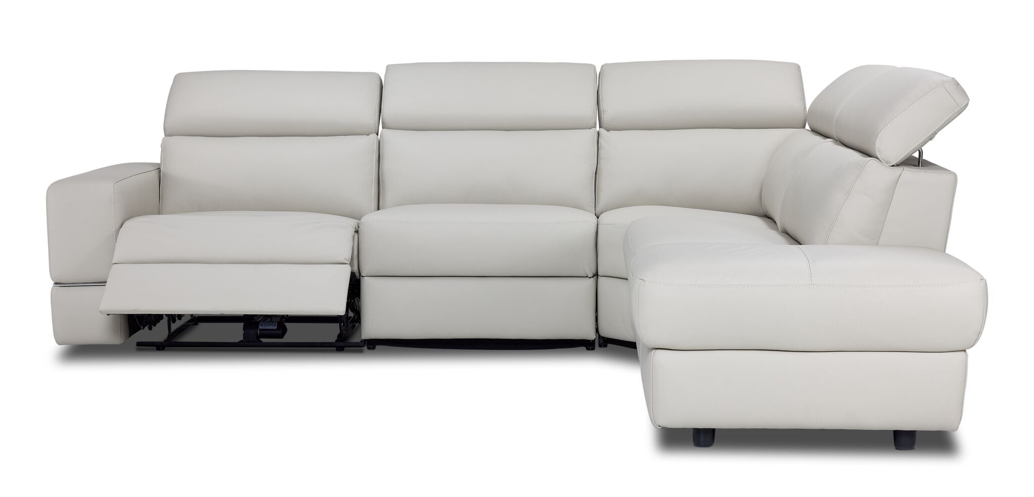 Bianca 3-Piece Power Reclining Sectional Sofa with Right Facing Chaise in Light Grey Fabric - Perfect for Living Room, Home Theater & Family Gatherings