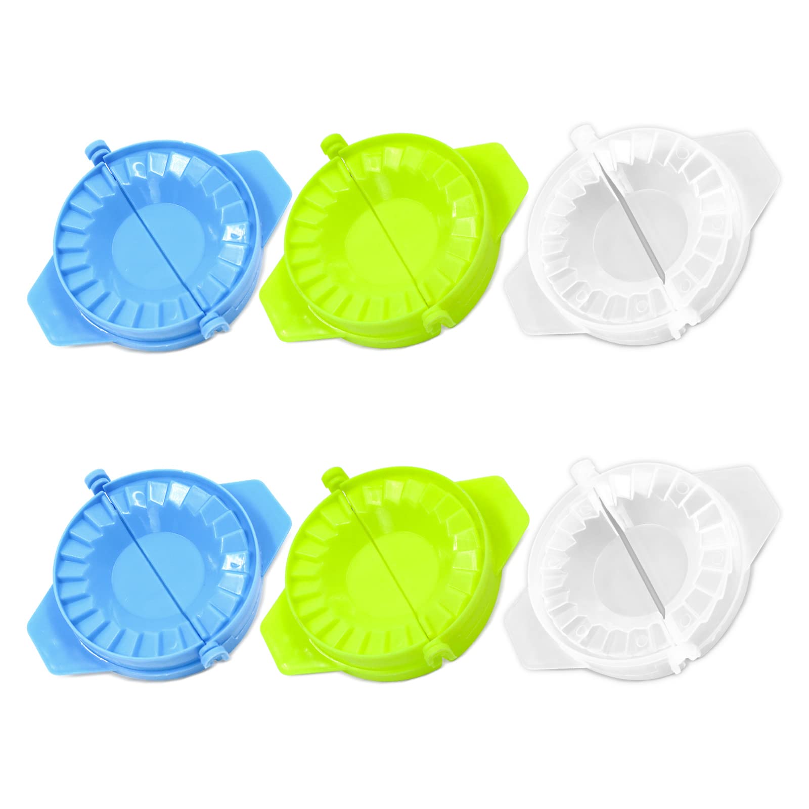 6Pcs Multifunctional Dumpling Maker Set - Manual Empanada Press, Washable Pastry Pie Dough Press, Dumpling Wrapper Mold, Pierogi & Ravioli Maker (Blue, Green, Transparent) - Perfect for Homemade Dumplings, Empanadas, Pastries & More