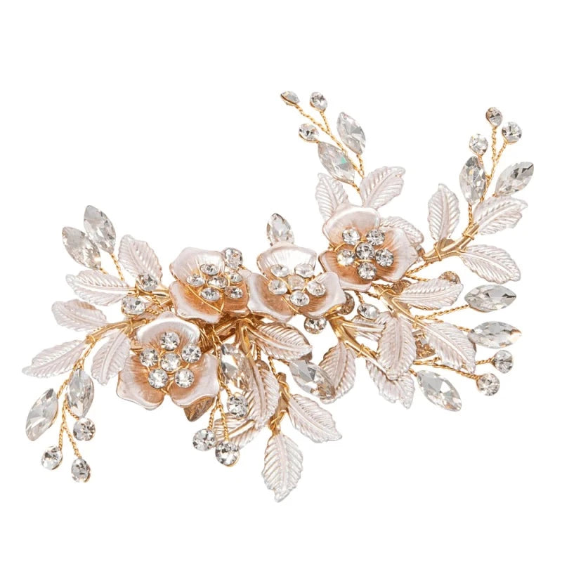 Elegant Gold Bridal Hair Clip with Sparkling Crystals - Perfect for Weddings, Prom & Special Occasions - A7590