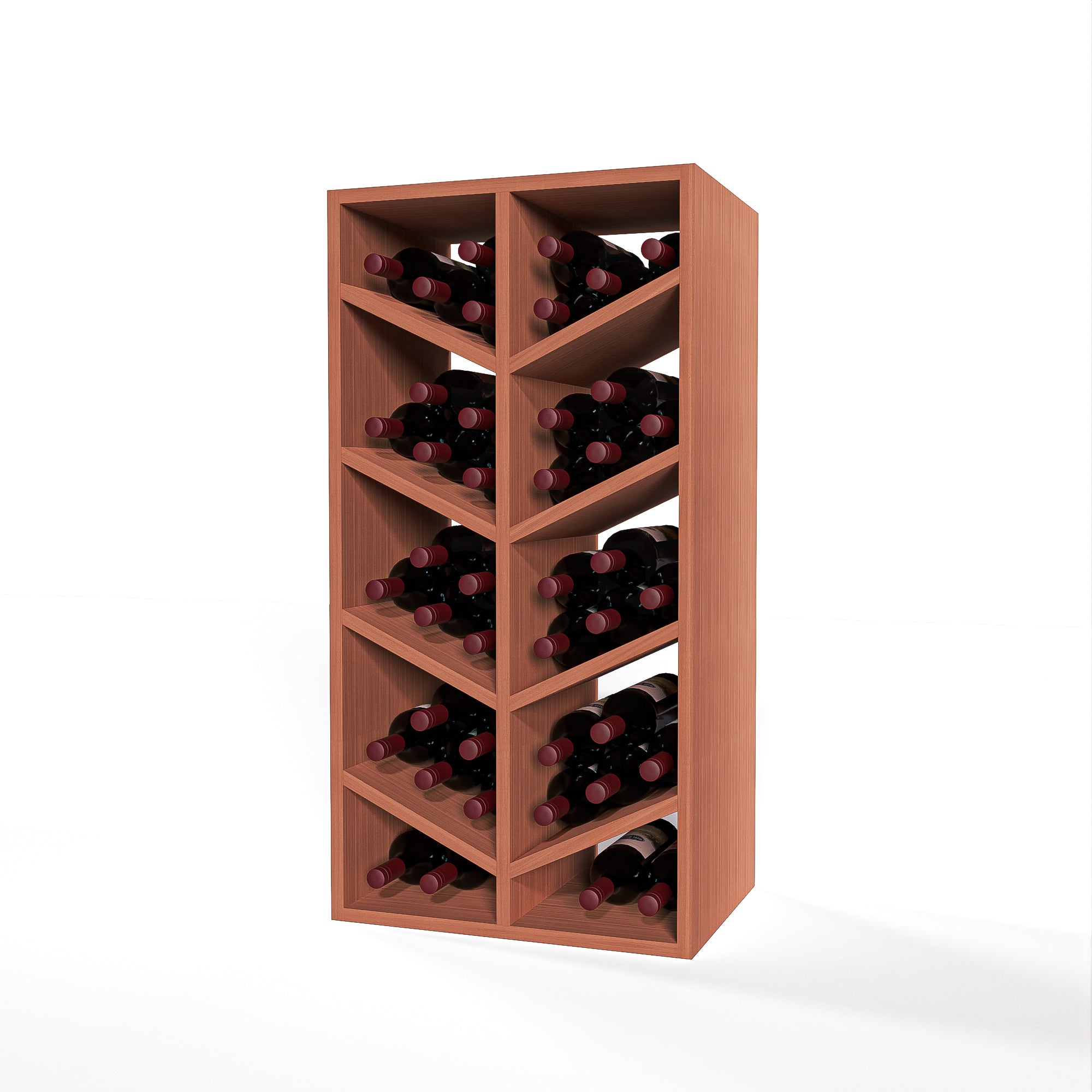 GrandCellar™ 4 Column Full Depth Chevron Wine Rack - Holds 36 Bottles | Premium Wood Wine Storage for Home, Restaurant & Wine Cellar Organization