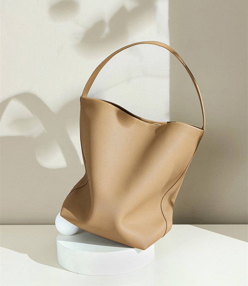 Stylish Leather Bucket Tote Bag for Women - Fashionable Handbag with Adjustable Strap - Perfect for Work, Travel & Everyday Use