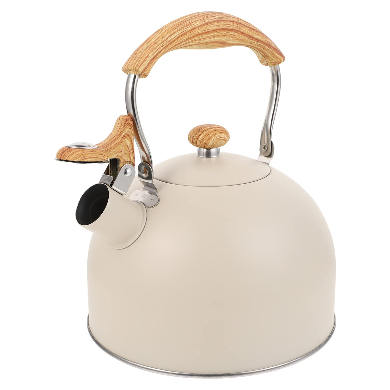 Premium Stainless Steel Whistling Tea Kettle with Wooden Handle - 1.5L Portable Stovetop Kettle for Home & Office - Perfect for Boiling Water, Making Tea, Coffee and Hot Beverages