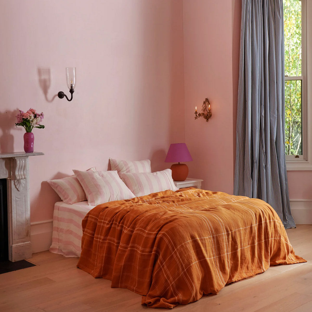 Candy Stripe Linen Pillowcases - Soft Breathable Bedding Set of 2 for Home Decor & Guest Room Styling