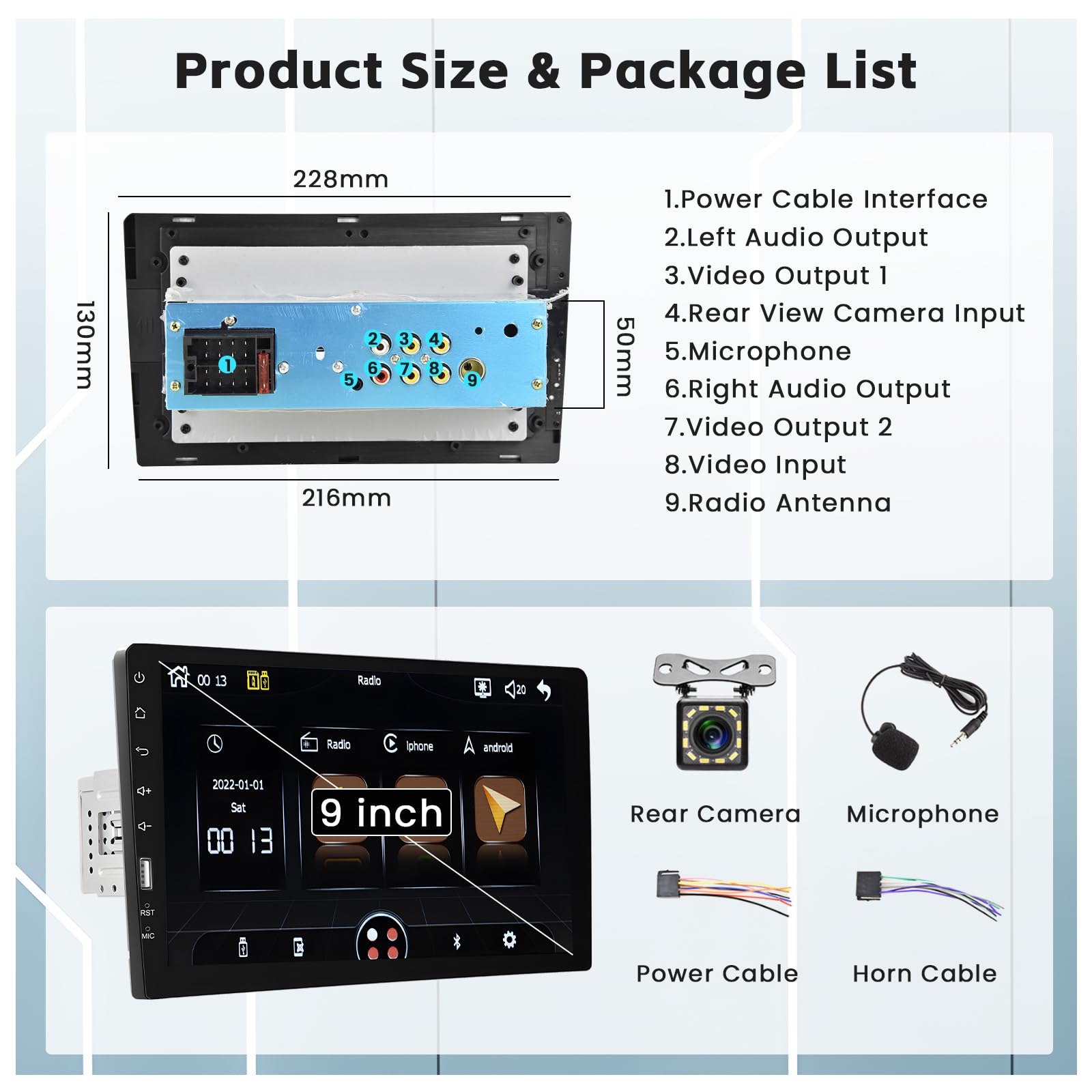 Hikity 9 Inch Single Din Car Stereo with Apple CarPlay & Android Auto - Bluetooth Touch Screen GPS Navigation, Mirror Link, FM, SWC, USB & Backup Camera - Perfect for Road Trips & Daily Commuting