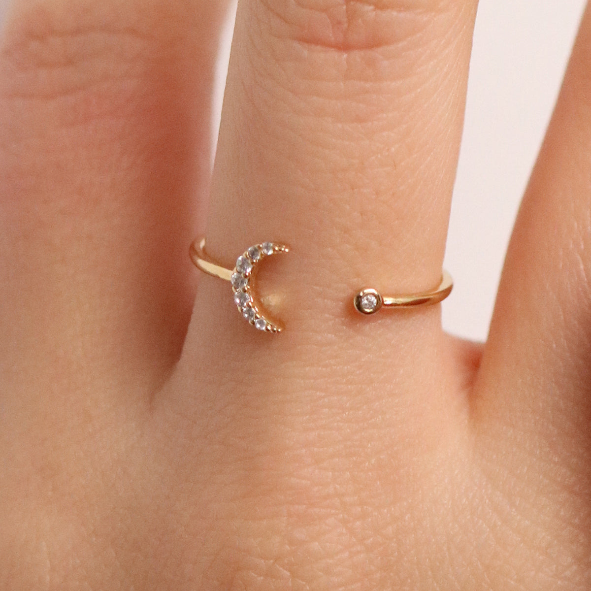 Cubic Crescent Moon Ring - Elegant Sterling Silver Stackable Ring for Women | Perfect for Everyday Wear, Layering & Boho Fashion