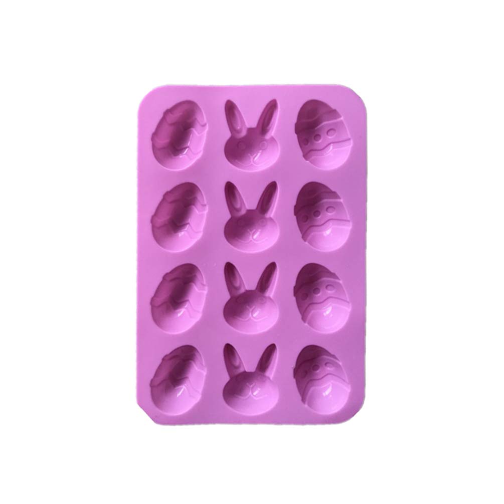 TOYANDONA 12-Cavity Easter Egg & Bunny Silicone Mold - Chocolate, Cake, Soap Baking Tray for Easter Decorations & DIY Crafts
