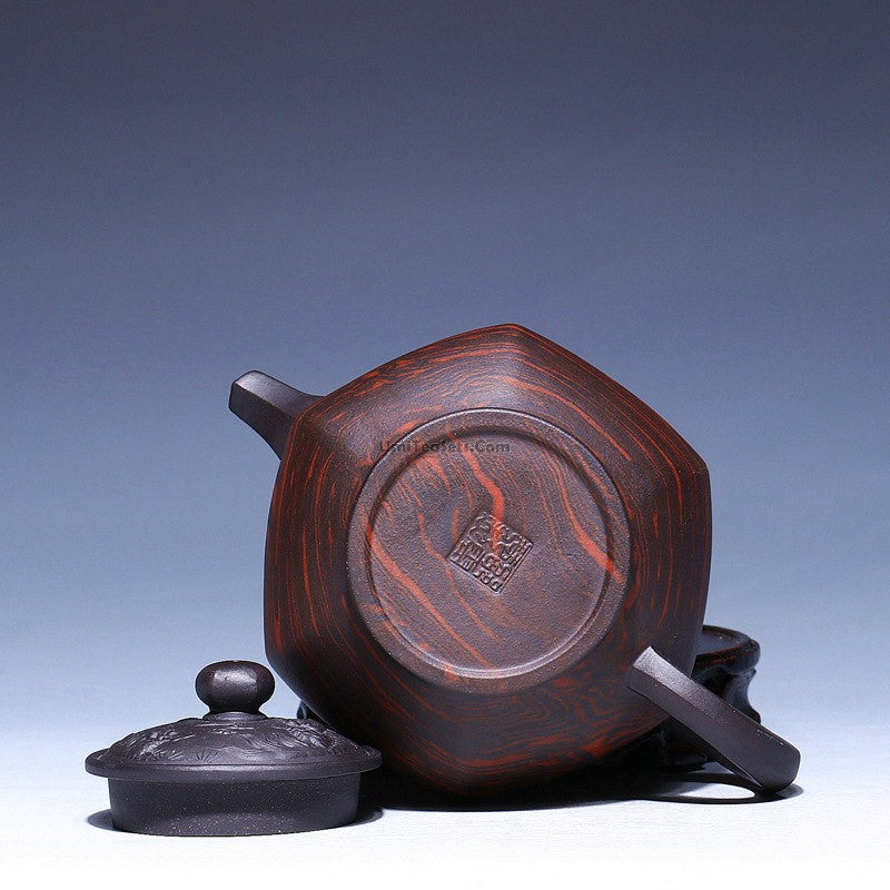 Premium Yixing Purple Clay Hexagonal Teapot - Handcrafted Chinese Gongfu Tea Set for Brewing Oolong, Pu-erh & Black Tea | Perfect for Tea Ceremonies & Home Decor