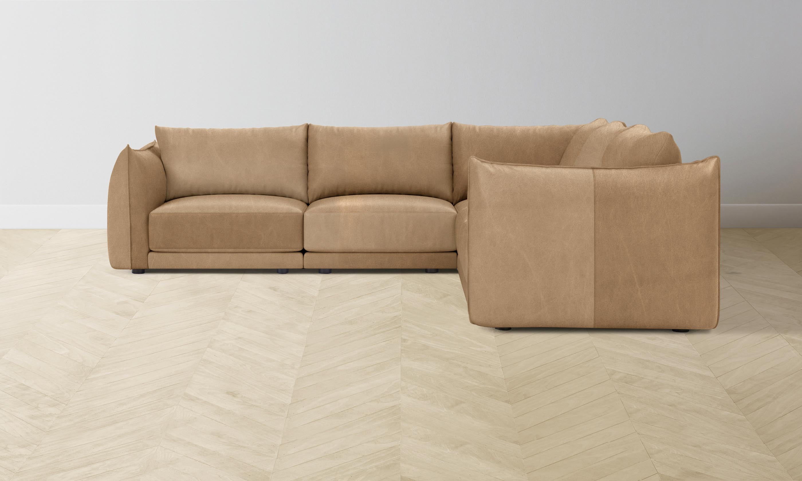 Luxury Jones Modular Sectional Sofa in Tuscan Leather Camel - Perfect for Living Room, Lounge & Home Theater Seating
