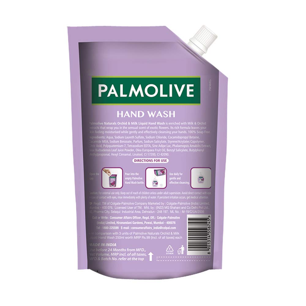 Palmolive Naturals Black Orchid & Milk Hand Wash Refill 750ml - Germ Protection for Home & Office