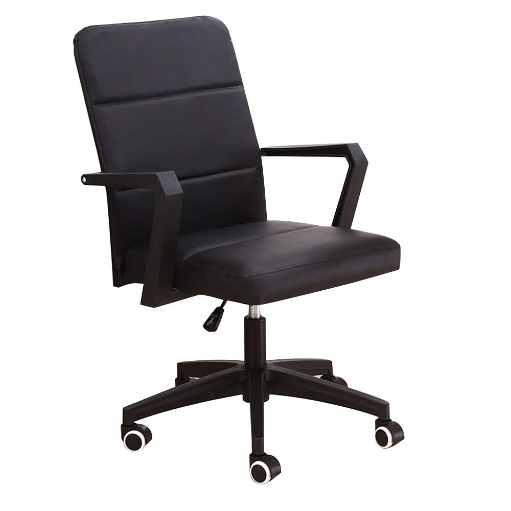 Ergonomic High Back PU Leather Swivel Office Chair - Adjustable Height Gaming Desk Chair with 330 lbs Weight Capacity for Home Office, Study & Conference Room (Black) - Perfect for Long Hours of Work, Gaming & Online Meetings
