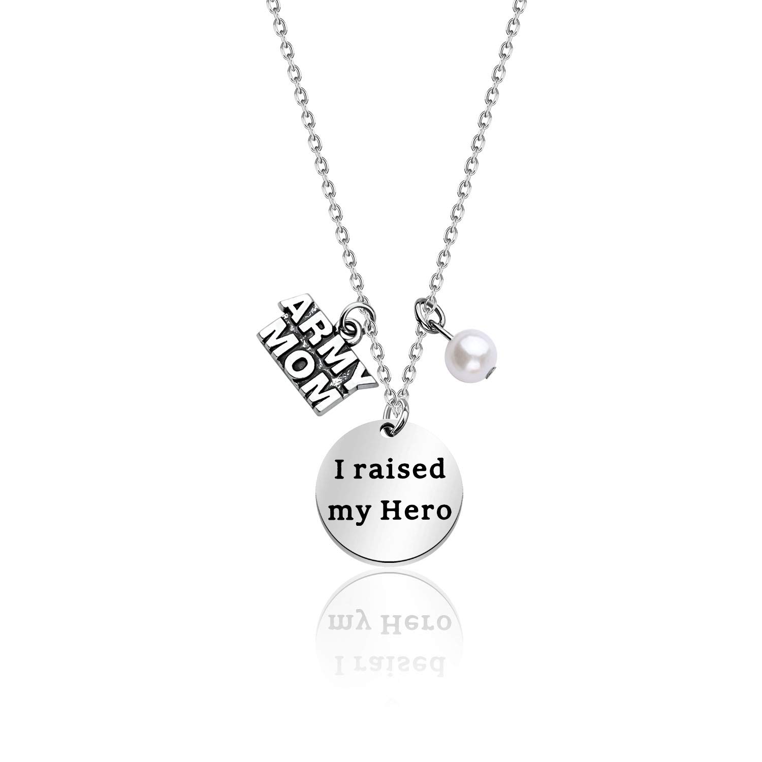 Gzrlyf Army Mom Necklace - I Raised My Hero Military Mom Gift, Deployment Keepsake for Army Mom, Perfect for Mother's Day, Birthday, or Homecoming Celebration