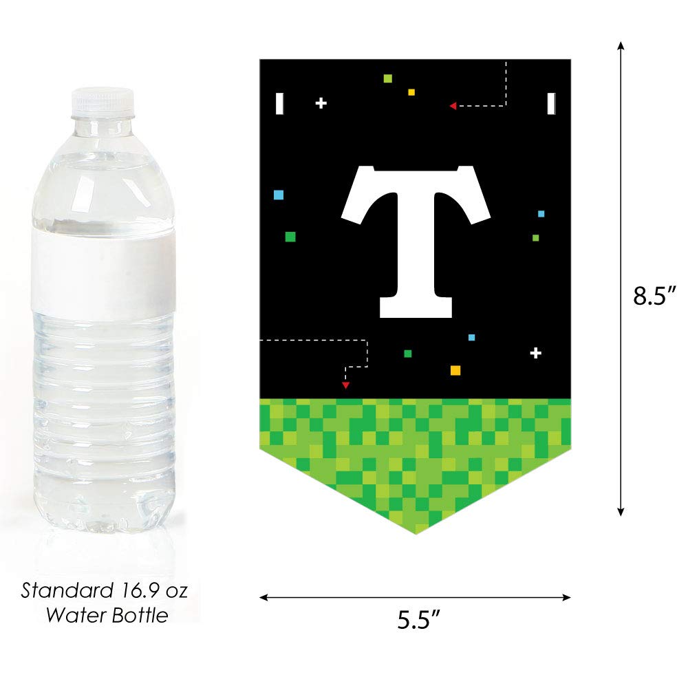 Big Dot of Happiness Pixel Video Game Party Bunting Banner - Retro Arcade Decorations - Time To Level Up - Perfect for Gaming Themed Birthday Parties & Events