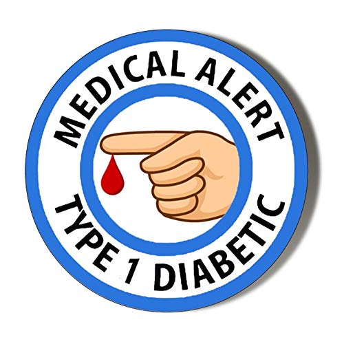 Medical Alert Type 1 Diabetic Pricked Finger 58mm Handheld Mirror - Compact Portable Makeup Mirror for Blood Sugar Testing & Emergency Medical ID
