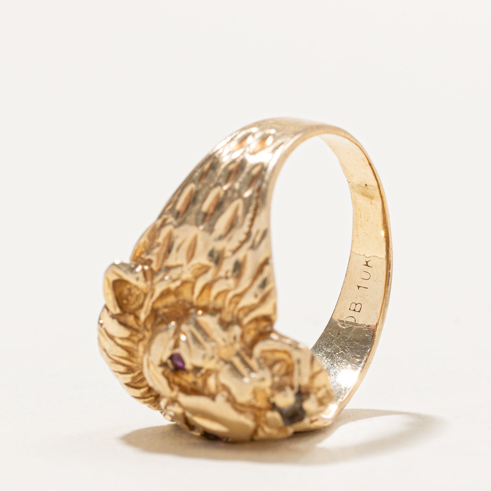10K Gold Plated Synthetic Ruby Lion Head Ring - 0.06ctw - Size 8.75 - Elegant Statement Jewelry for Women, Perfect for Parties, Weddings & Special Occasions