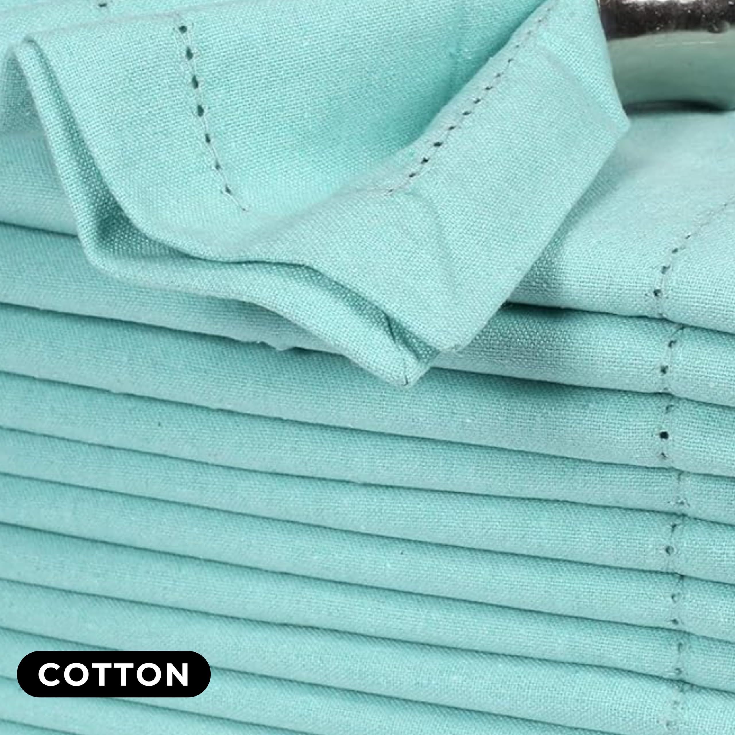 Premium Cotton Cloth Napkins Set of 12 - 18x18 Inch Aqua Blue with Hemstitched Mitered Corners for Wedding, Dinner Parties & Table Decor - Reusable Eco-Friendly Napkins for Fine Dining, Holiday Gatherings & Special Occasions