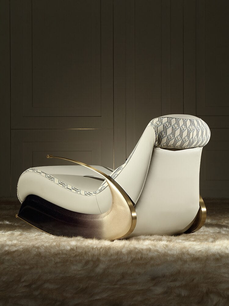 Italian Designer Luxury Leather Sofa Rocking Chair - Modern Living Room Furniture for Home & Office Comfort - Perfect for Relaxing, Reading & Nursery Decor