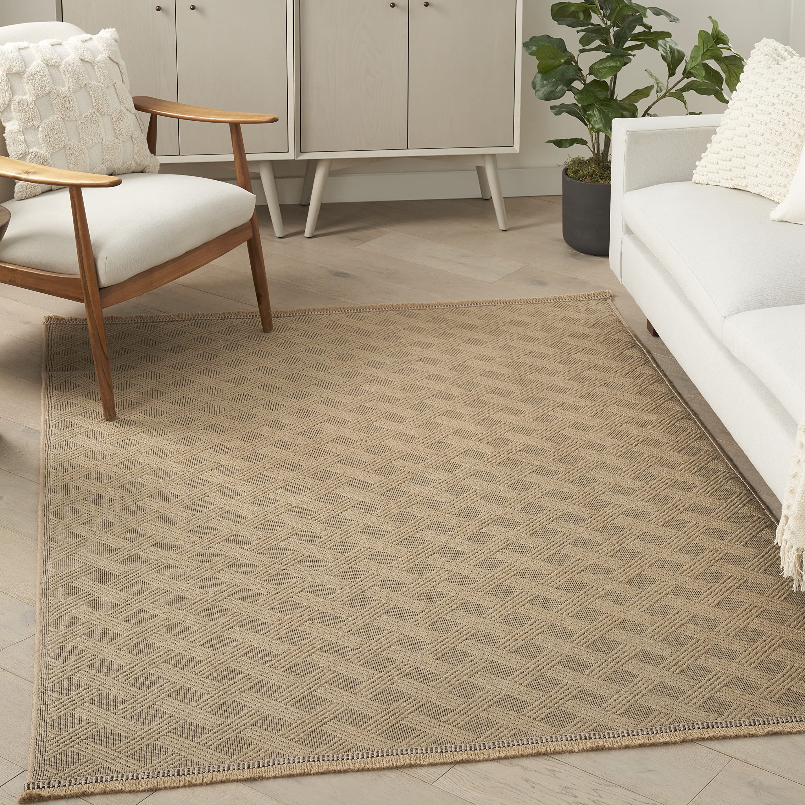 Nourison Washable Jute Geometric Natural 3'11