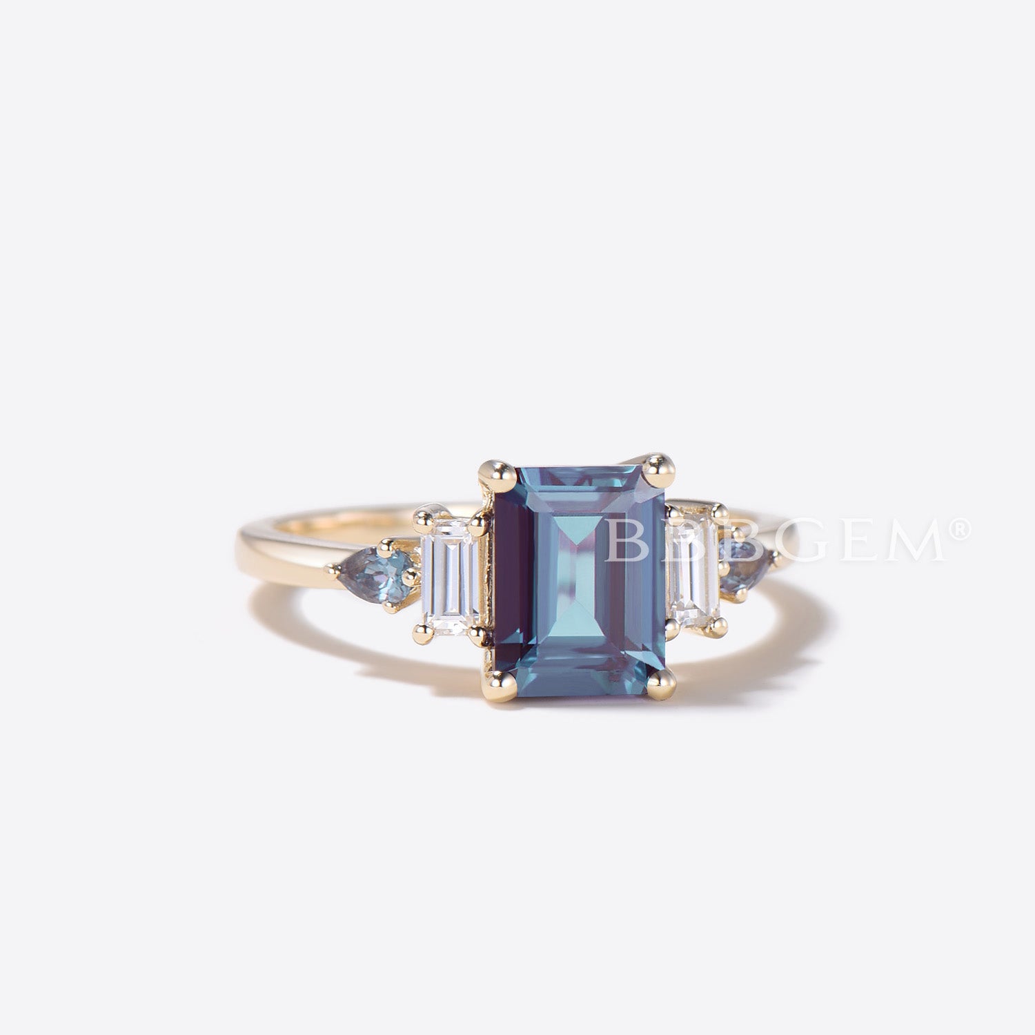 2CT Emerald Cut Color Changing Alexandrite Mixed Cut Engagement Ring for Women - Perfect for Weddings, Proposals & Anniversary Gifts