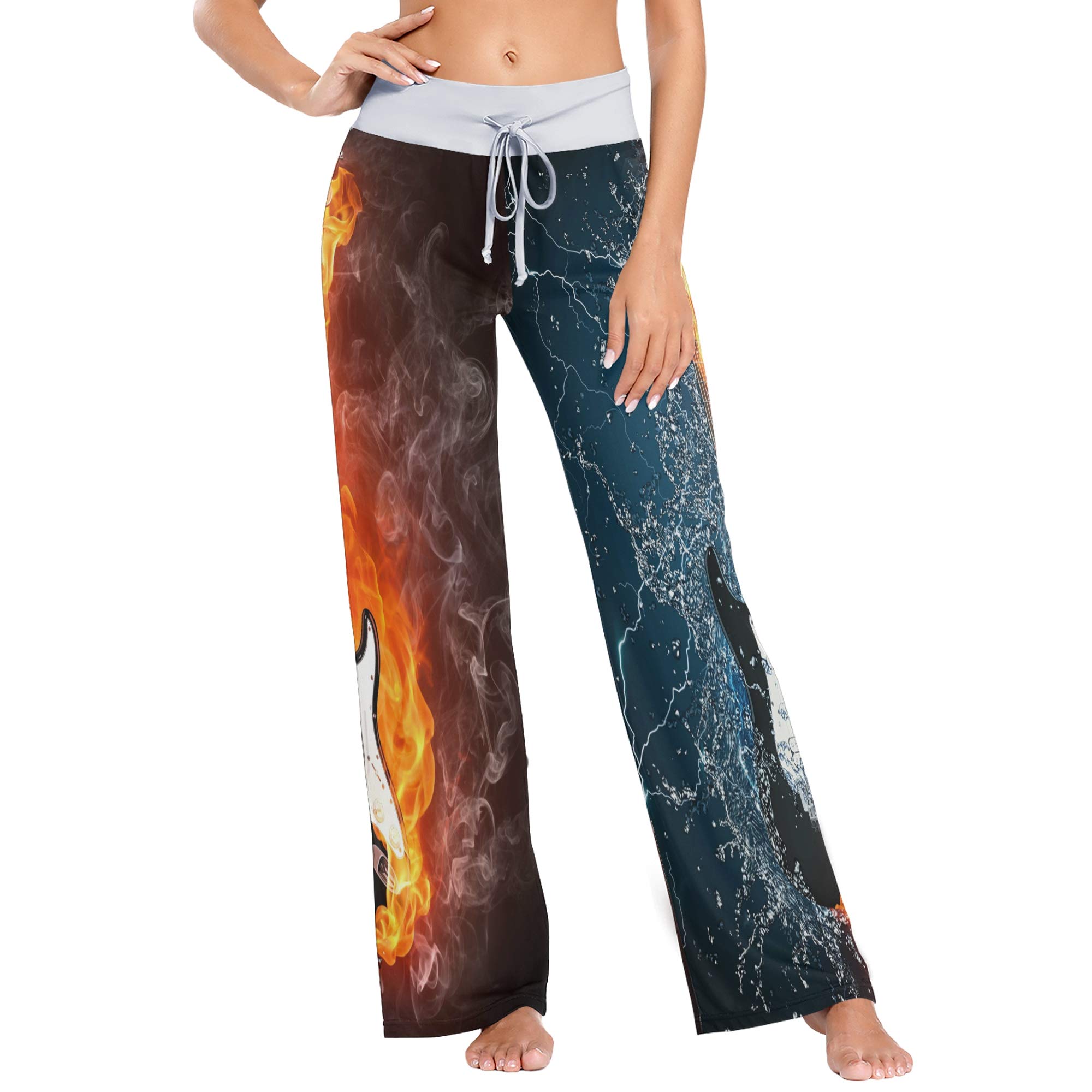 ALAZA Women's Electric Guitar Print Pajama Pants - Soft Stretchy Lounge Pants with Wide Leg Design for Sleepwear, Yoga & Casual Wear
