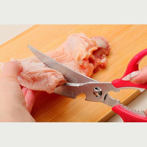 Nikken Multifunctional Serrated Kitchen Scissors with Soft Grip Handle - 100mm Stainless Steel Shears for Cutting Herbs, Poultry, Fish & More - Perfect for Home Cooking, Food Prep & Crafting