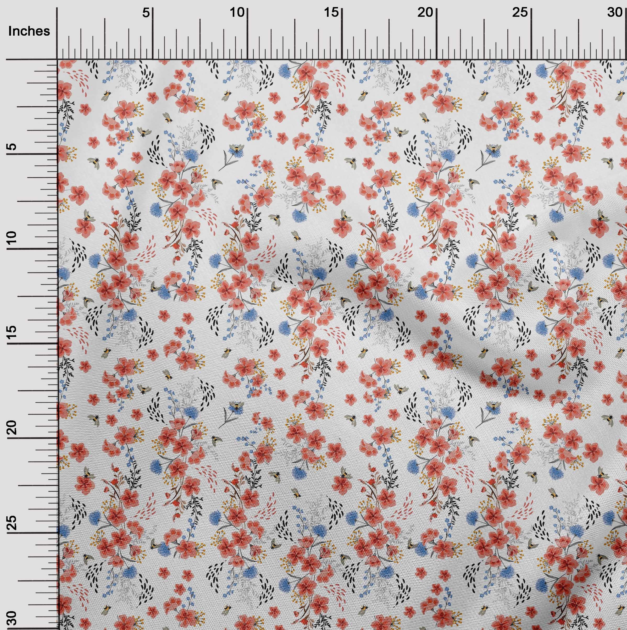 oneOone Cotton Silk Pink Floral Print Fabric by The Yard - 42 Inch Wide (6876) for Dresses, Blouses & Home Decor