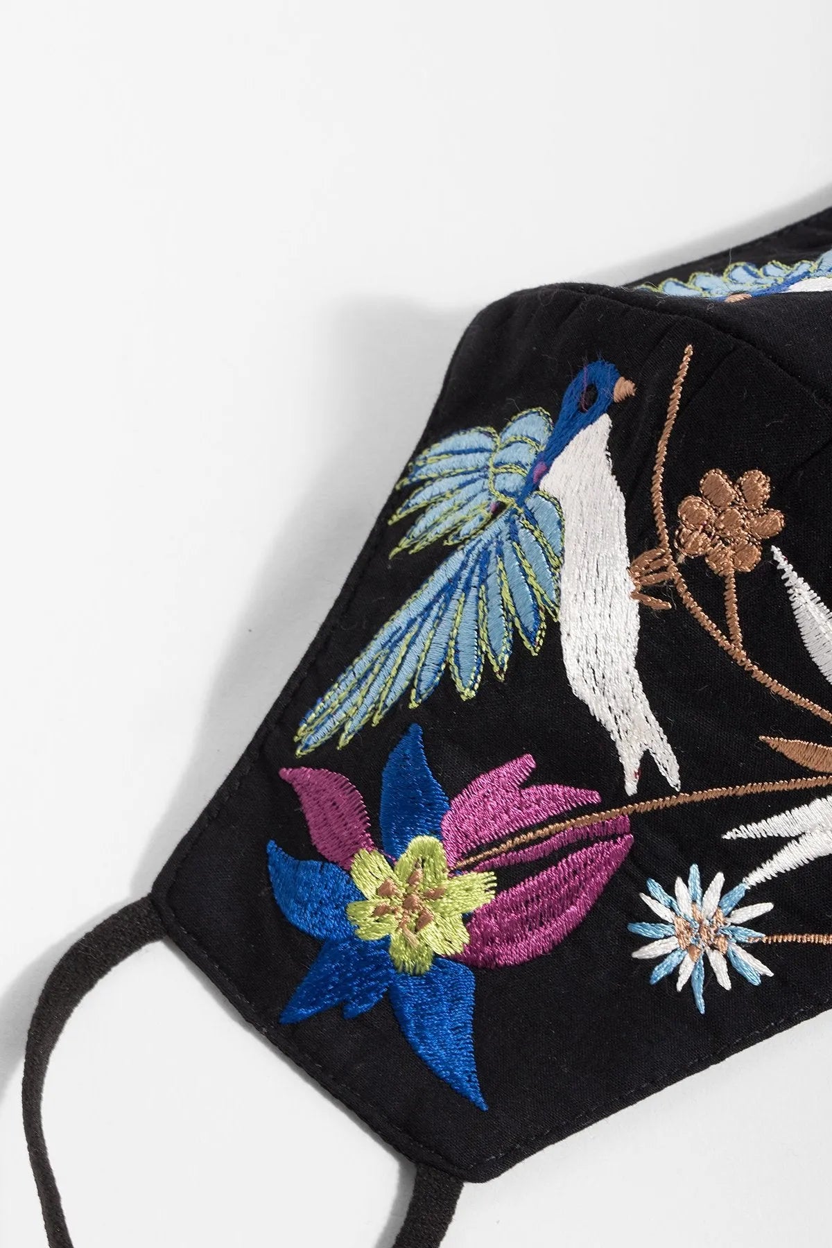Hummingbird Embroidered Face Mask - Reusable Washable Cotton Fabric with Adjustable Ear Loops for Women & Men - Perfect for Outdoor Activities, Travel, and Daily Protection
