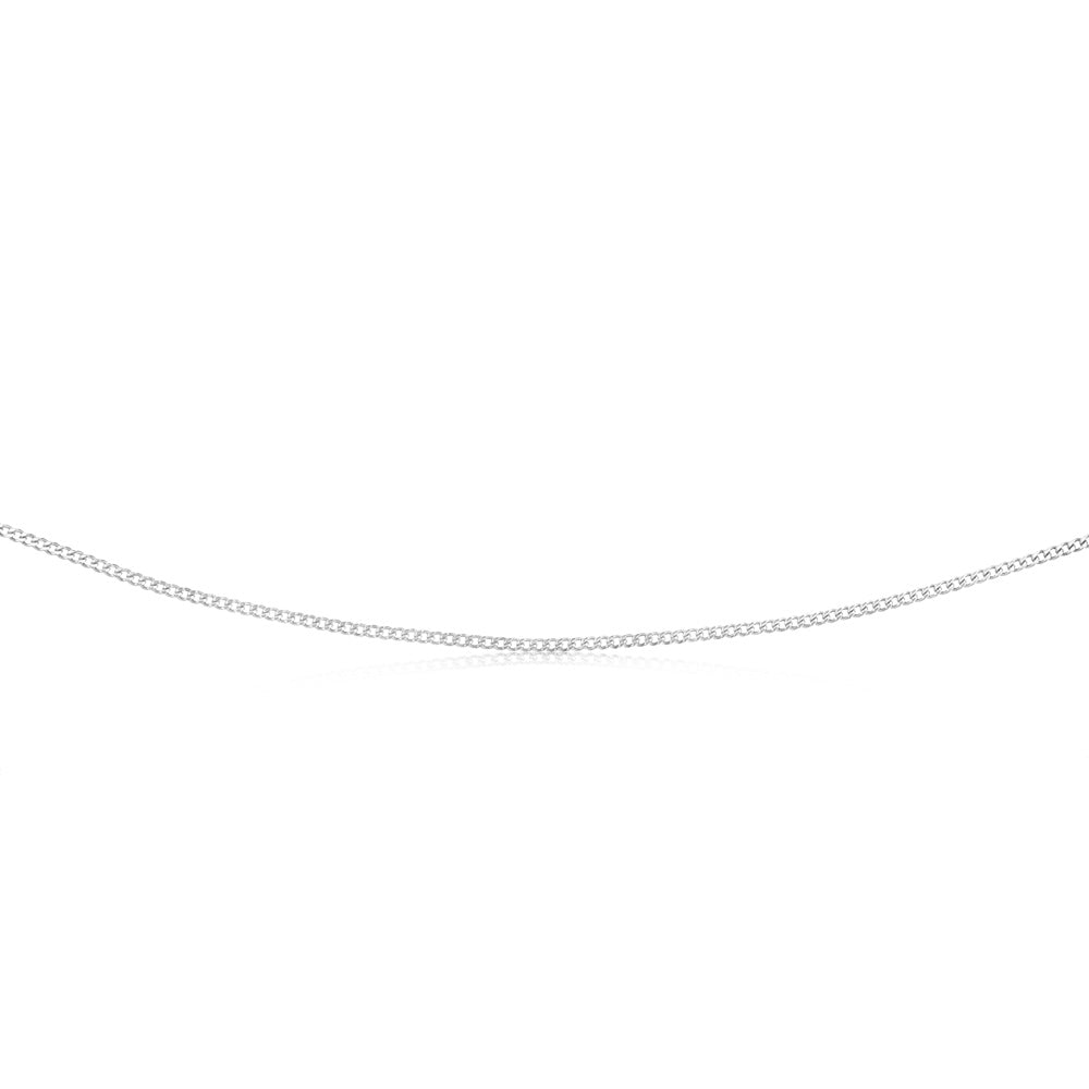 9ct White Solid Gold Diamond Cut 45cm Curb Chain Necklace for Women - Perfect for Everyday Wear, Gifts & Special Occasions