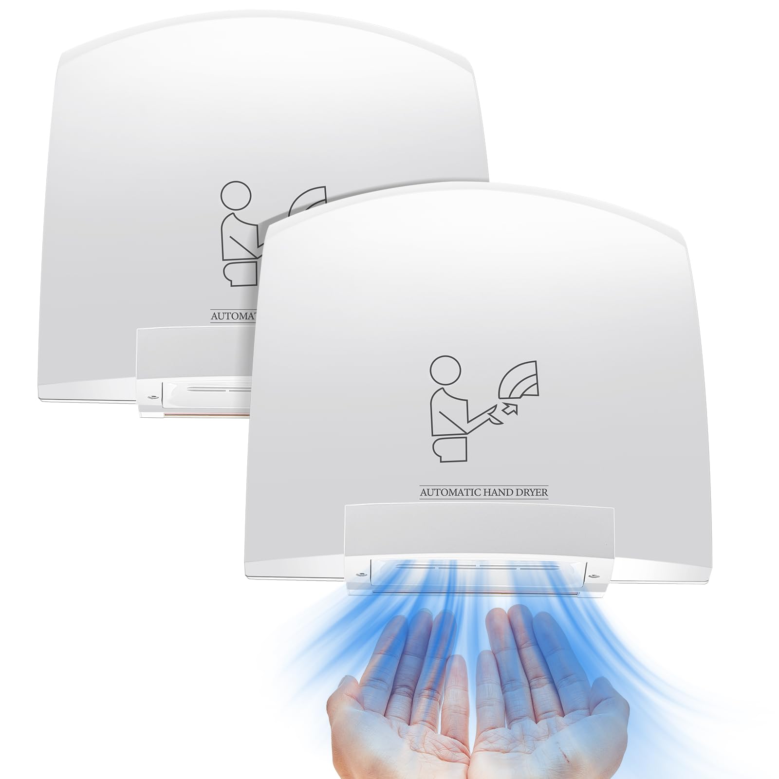 2 Pcs Commercial Electric Hand Dryer, 1200W 110V Automatic Air Dryer for Restroom, Office, Mall - Compact Wall-Mounted Hand Dryer for Home & Business Use, Fast & Hygienic Drying Solution