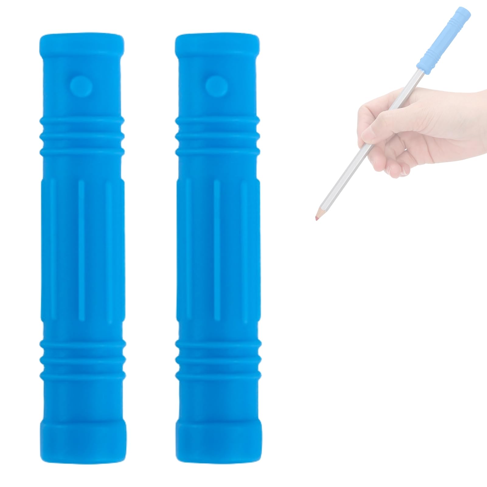 FILFEEL Silicone Chewable Pencil Toppers for Kids - Sensory Fidget Toys for Anxiety Relief, ADHD & Autism - BPA-Free Oral Motor Chew Toys for Classroom & Home Use (Blue)