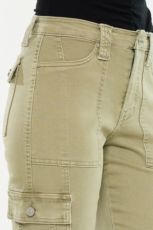 Lavinia Women's High Rise Slim Straight Leg Cargo Pants - Stretch Comfort Fit for Work, Hiking & Casual Wear