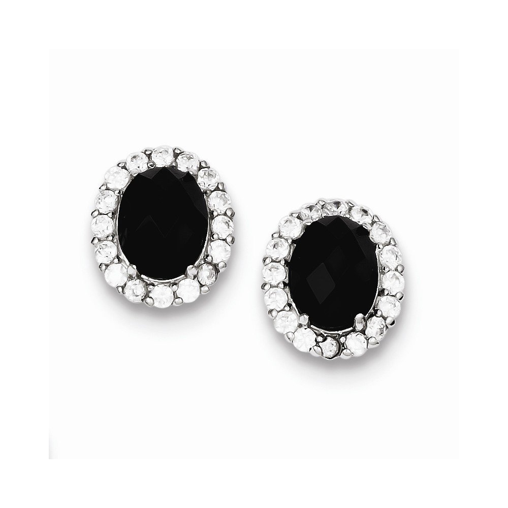 Sterling Silver Black & Clear Cubic Zirconia Post Earrings for Women - Elegant Stud Earrings for Everyday Wear, Parties & Gifts