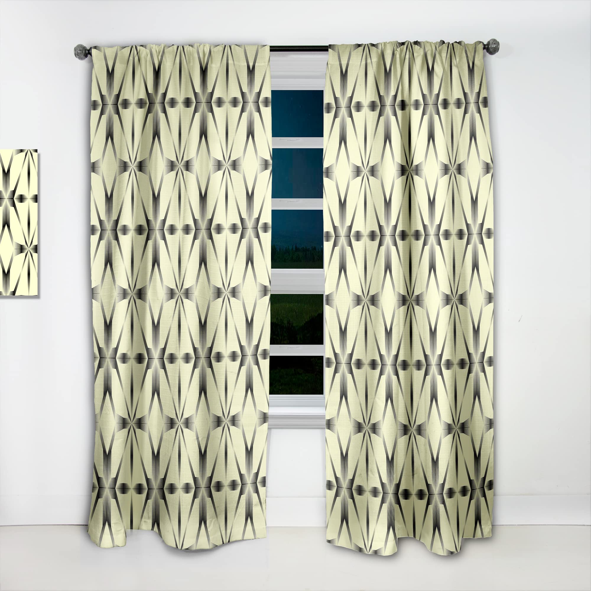 DesignQ Thermal Insulated Curtains - Oriental Floral Pattern Blackout Drapes for Bedroom & Living Room, Single Panel 52x84 Inches - Perfect for Privacy, Light Control & Energy Efficiency