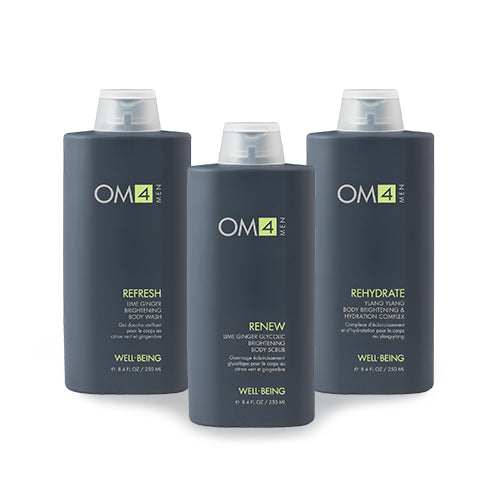 Organic OM4 Men's Body Care Trio Set with Travel Bag - Natural Skincare for Men, Grooming Kit with Shampoo, Conditioner & Body Wash - Perfect for Travel, Gym & Daily Use