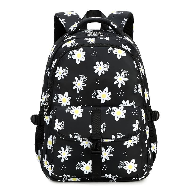 Sugaroom Teen Girls Backpack Set - Waterproof School Bookbag with Lunch Box & Pencil Case - Lightweight Laptop Backpack for Middle High School, College, Travel & Daily Use (Black)