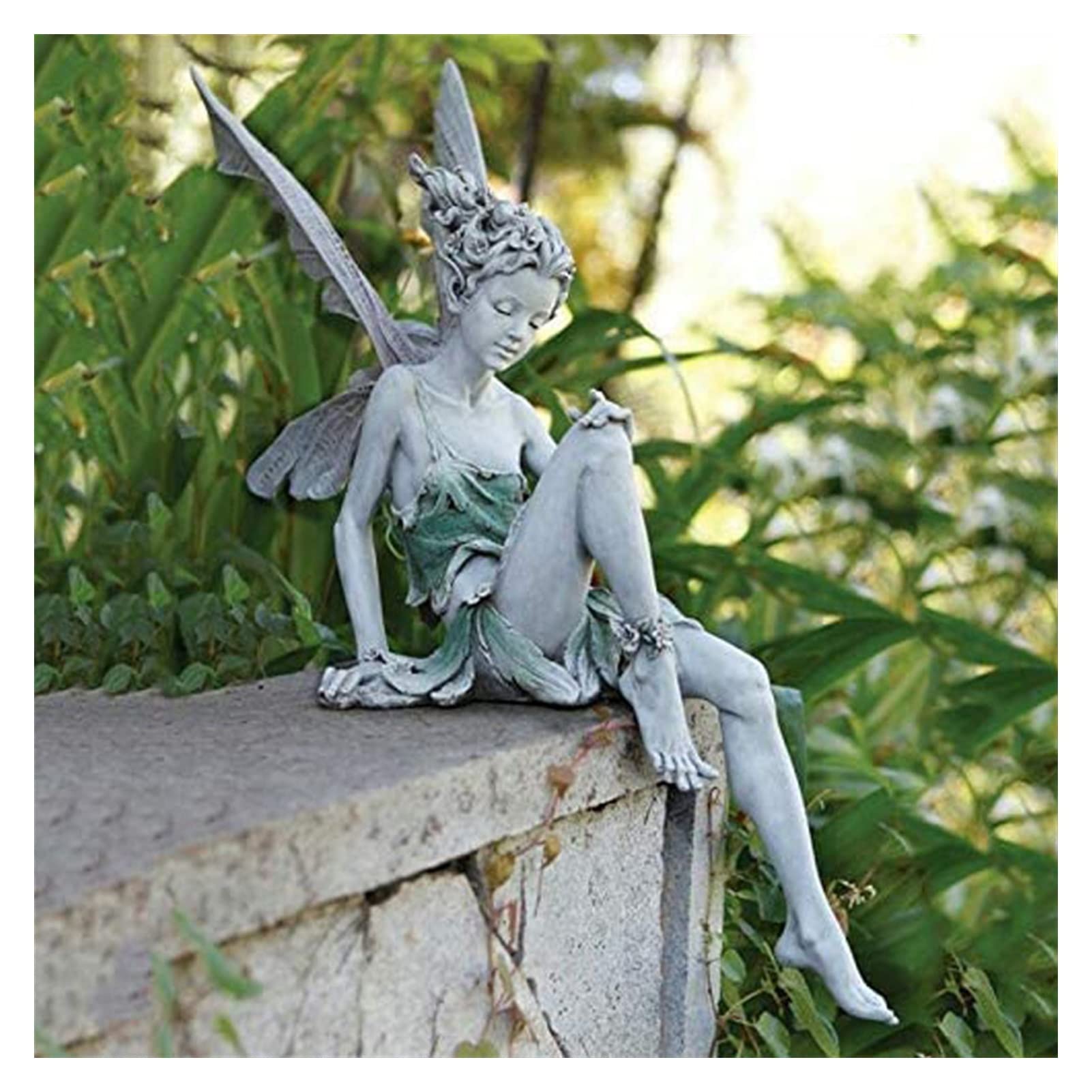 Elegant Black Resin Garden Sculpture - Flower Fairy Bending Sitting Statue for Outdoor Garden Decor, Yard Art & Patio Ornament | Perfect for Flower Beds, Lawn Decorations & Backyard Landscaping