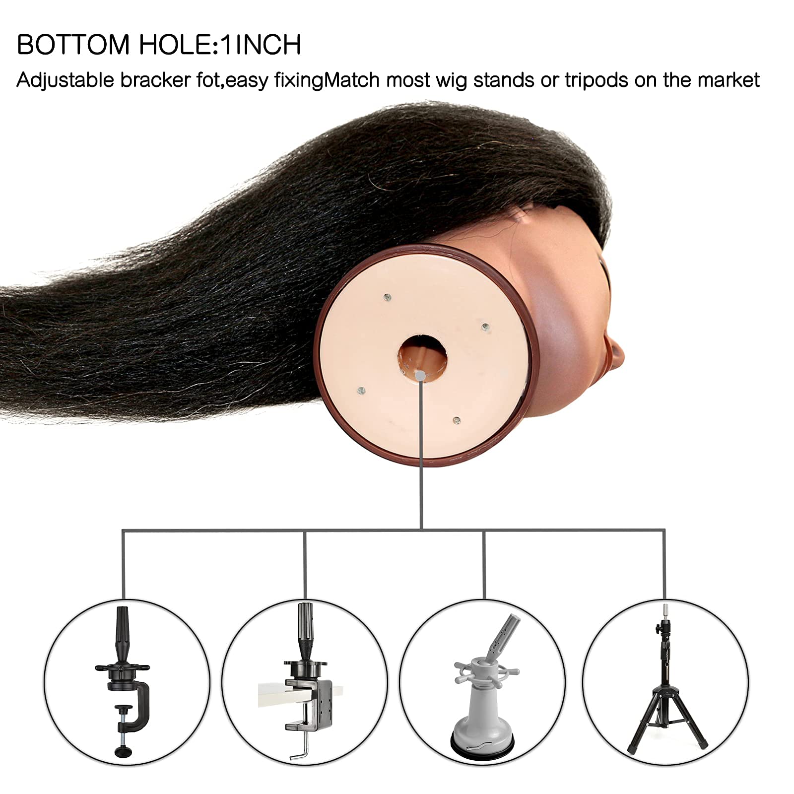 ISHOT Mannequin Head with 100% Real Human Hair - Professional Hairdresser Training Head for Beauty School, Cosmetology Practice & Styling - Perfect for Hair Cutting, Coloring & Styling Practice at Home or Salon