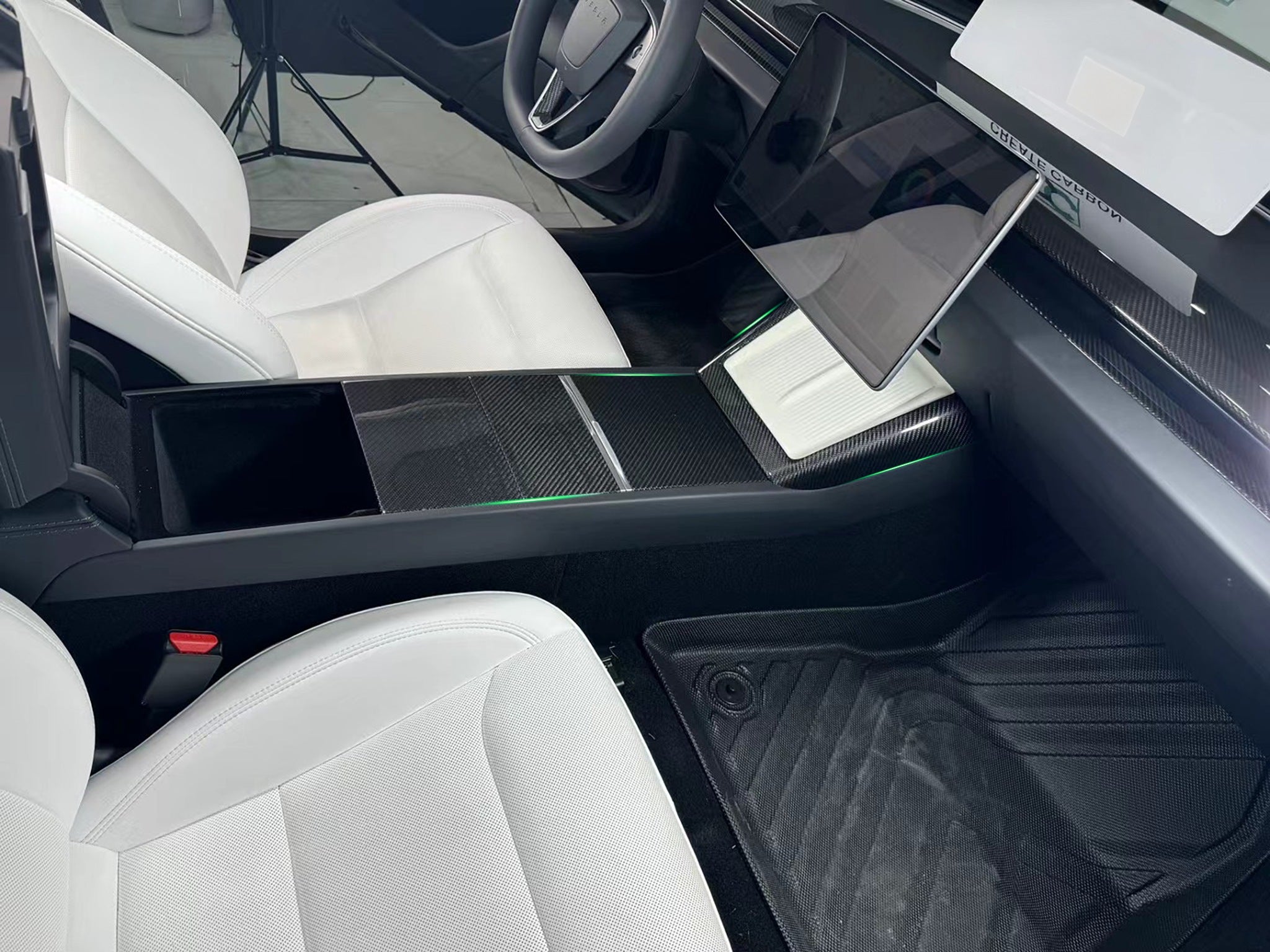 Premium Carbon Fiber Center Console Overlay for Tesla Model 3/Y - Custom Fit Luxury Interior Upgrade | Enhance Your Tesla's Interior Style & Protection for Daily Driving & Road Trips