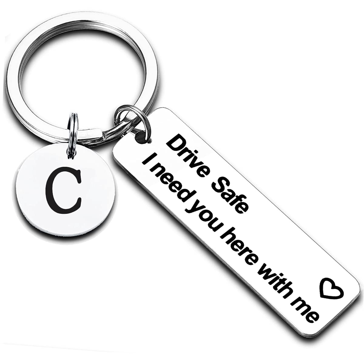 **Personalized A-Z Initial Drive Safe Keychain - Unique Gift for Husband, Dad, Boyfriend - Valentine's Day, Father's Day, Birthday Present - Perfect for Safe Driving & Everyday Carry**